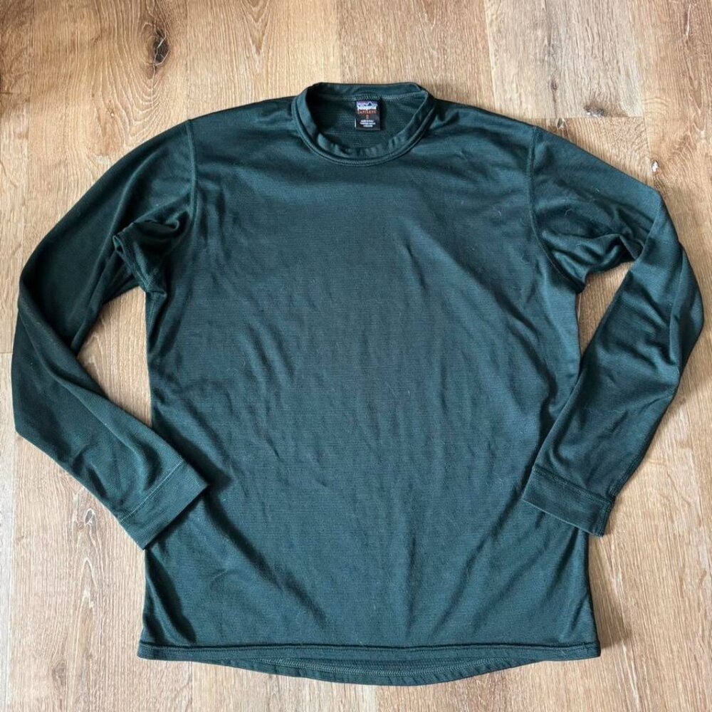 Patagonia Capilene Mens‎ Green Long Sleeve Crewneck Size S